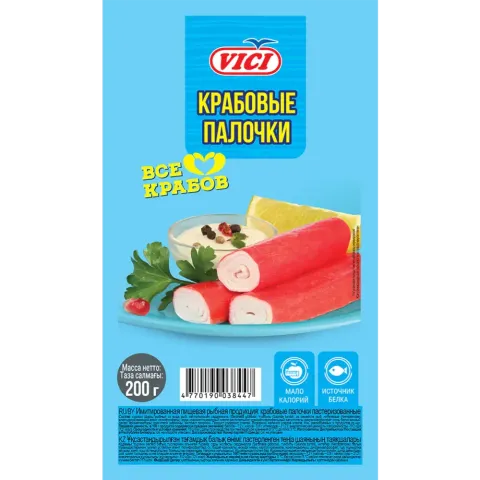 Крабовые палочки VICI имитация из сурими, охлажденные, 200 г