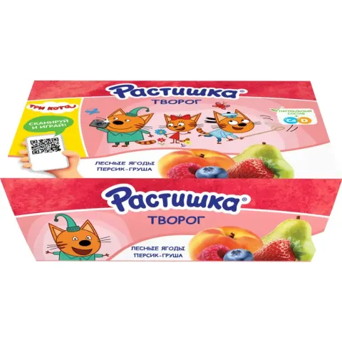 БЗМЖ Творожок Растишка 6*45г лес ягоды-персик-груш 3,5%