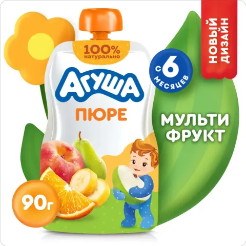 Пюре Агуша мультифрукт (с 6 мес) 90 г