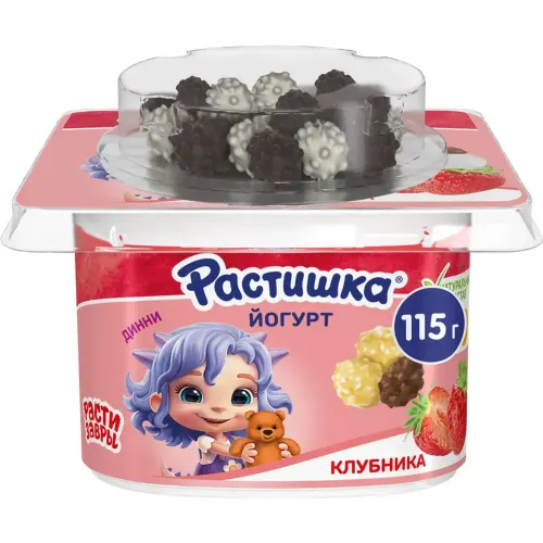 Йогурт Растишка клубника шок драже 115гр