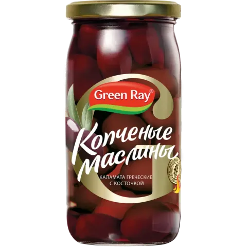 Маслины Грин Рей копченые с/к 370мл ст/б