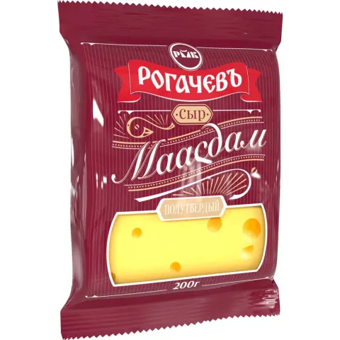 БЗМЖ Сыр Рогачев Маасдам 45% 200г