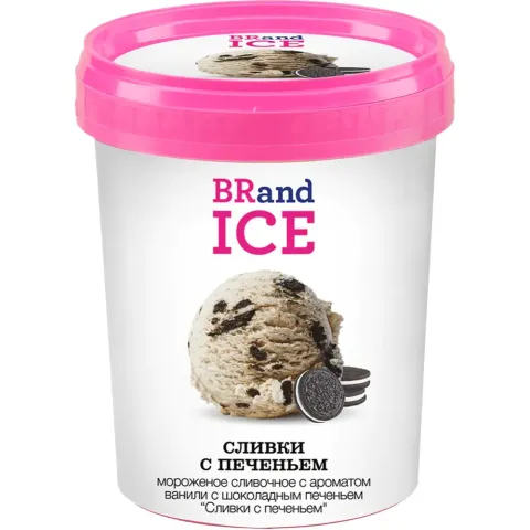 БЗМЖ Мороженое BRand Ice Сливки с печеньем 600г