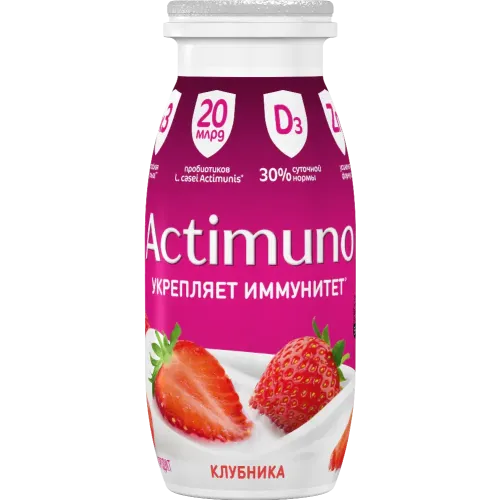 Напиток кисломолочный Актимуно Рич Клубнич 1,5% 95г БЗМЖ