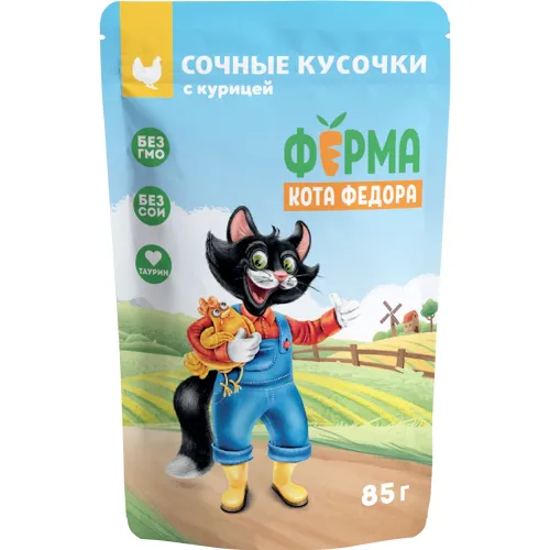 Корм для кошек Мнямс ферма кота Федора кусочки с курицей 85г