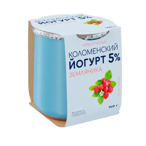 ЙОГУРТ КОЛОМЕНСКИЙ ТЕРМОСТАТНЫЙ 5% ЗЕМЛЯНИКА 140Г КЕРАМИКА