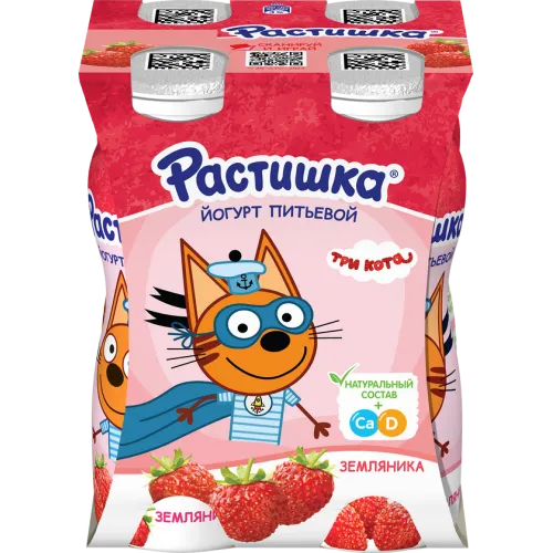 Йогурт питьевой Растишка 1.6% 360г земляника Россия
