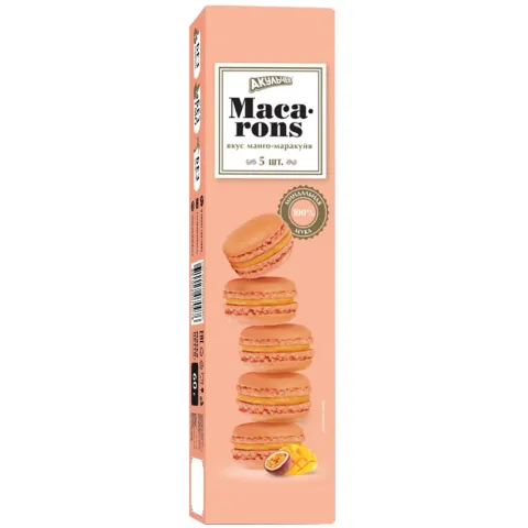 Пирожное миндальное Макарон со вкусом манго-марак 60г