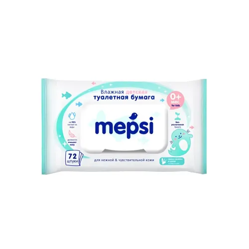 Влажная туалетная бумага Mepsi д/детей №72 с крышкой