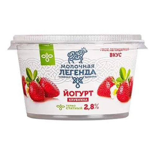 Йогурт Молочная Легенда с наполнителем клубника термостатный 2.8%, 180г