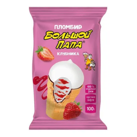 БЗМЖ Мороженое Большой папа ваниль с клубн.джемом 100г стакан