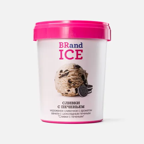 БЗМЖ Мороженое BRand Ice Сливки с печеньем 600г