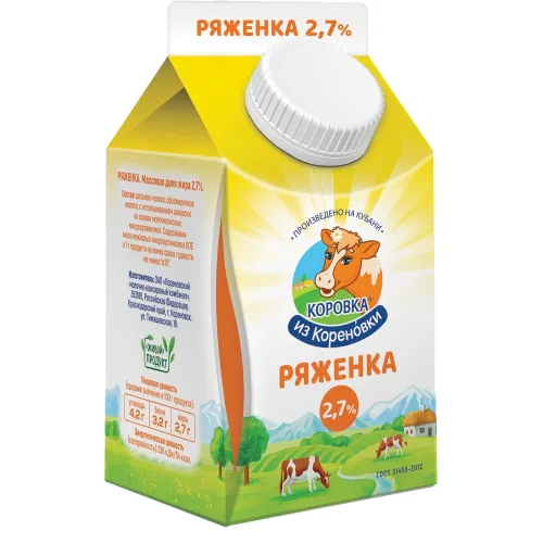 БЗМЖ Ряженка Коровка из Кореновки 2,7% 450г