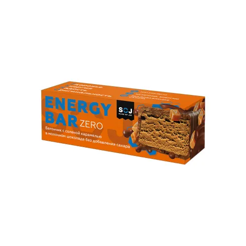Батончик &quot;Energy Bar ZERO&quot; с солёной карамелью в молочном бельгийском шоколаде Без сахара 45 г SOJ