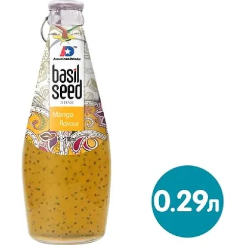 Напиток сокосод с семенами базилика Basil Seed Пряное Манго 0,290 с/б