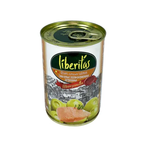 Оливки Либеритас зеленые с лососем 300г ж/б
