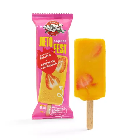 Мороженое смузи-сорбет ЛЕТО FEST манго-клубника, 60г
