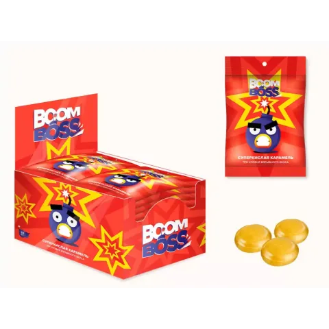 Конфеты Бум Босс шипучая карамель кислая 15г
