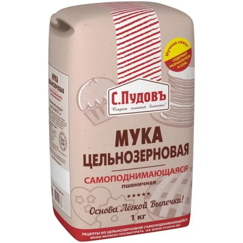 Мука С.Пудовъ пшеничная цельнозерновая самоподнимающаяся, 1кг