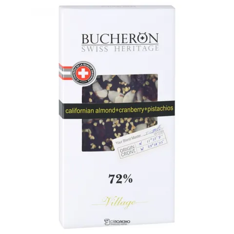 Шоколад BUCHERON горький с фисташками 72% ж/б 100г