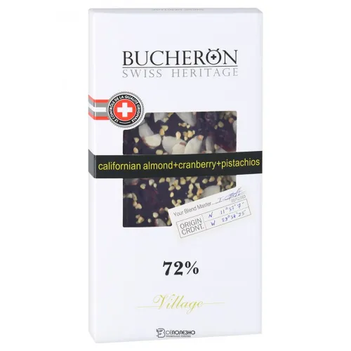 Шоколад горький с фисташками 72% 100 г BUCHERON