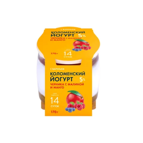 БЗМЖ Йогурт черника-малина-манго ст.б. Коломенский 5% 170г.