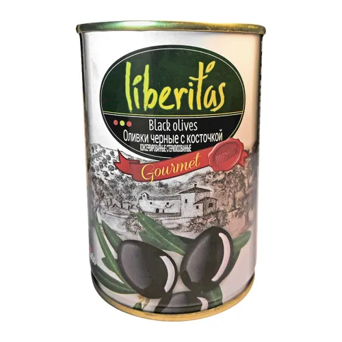 Оливки Liberitas черные с косточками 0.300 мл. / 280 гр.