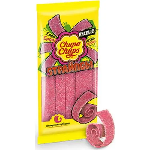 Мармелад жевательный Чупа Чупс Страйпсы клубника 120г