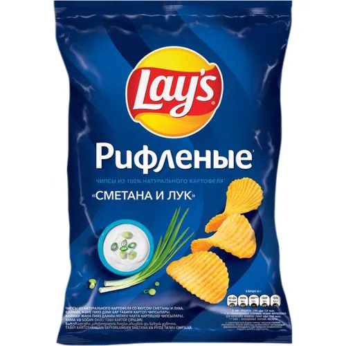 Чипсы Лейз Рифленые Сметана/Лук 140г