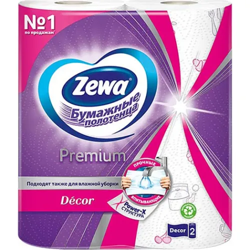 Полотенце бумажное Zewa Premium Decor 2-х слойное 2 рулона