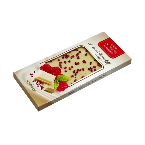 Шоколад A&amp;A Demidoff белый с добавлением кусочков сушеной малины 100г