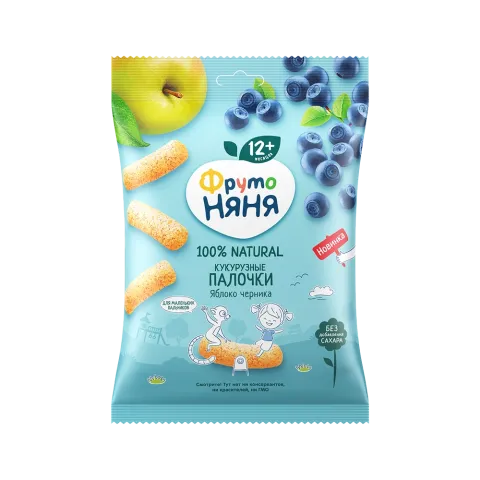 Палочки кукурузные ФрутоНяня яблоко, черника, 20г.
