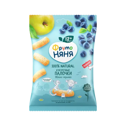 Палочки кукурузные ФрутоНяня яблоко, черника, 20г