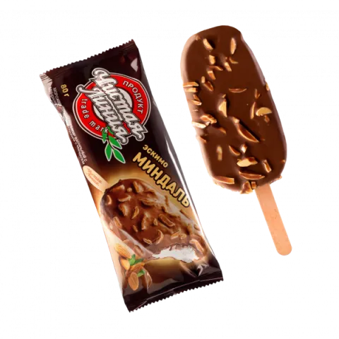 БЗМЖ Мороженое Чистая линия ВАНИЛЬНЫЙ С МИНДАЛЕМ 80г эскимо (флоупак)