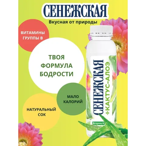 Вода Сенежская плюс Кактус- алоэ 0,44л