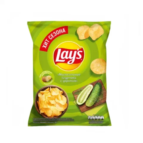 Чипсы Лейз Малосольные огурчики с укропом 140г