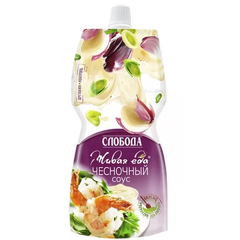 Соус Слобода на основе раст масел Чесночный 60% дойпак 217гр