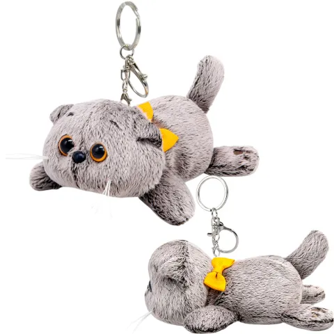 Брелок Кот Басик с бантиком лежачий