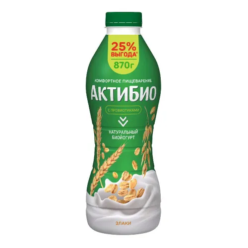Биойогурт 870г АктиБио Злаки обогащенный 1,6% пл/бут