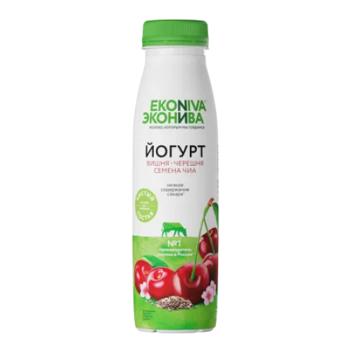 Йогурт питьевой ЭкоНива Вишня/Черешня/Семена чиа 2,5% 300г БЗМЖ