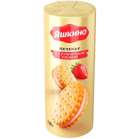 Печенье затяжное Яшкино С клубничным кремом 190г