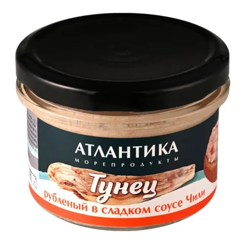 Тунец Атлантика рубленый в сладком соусе чили 150 г ж/б
