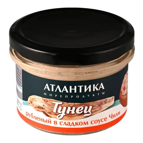 Крем-паста из тунца обыкновенного рубленого горячего копчения в сладком соусе чили