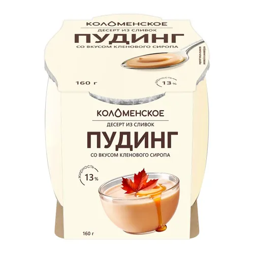 БЗМЖ Пудинг из сливок Коломенское кленовый сироп 13% 160г ст/б