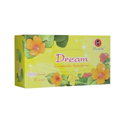 Салфетки бумажные белые Maneki Dream, 2 слоя, коробка, 200 шт