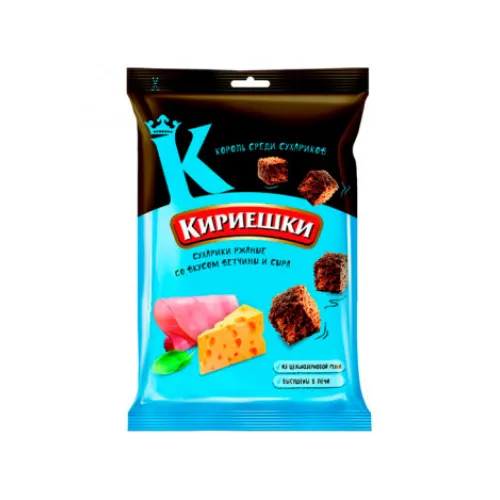 Сухарики Кириешки 100г соленые со вкусом ветчины с сыром ООО КДВ Новосибирск Россия Кириешки