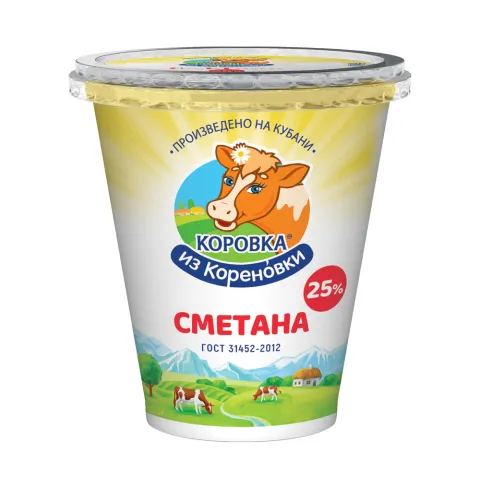 БЗМЖ Сметана КизК 25% 300г стакан