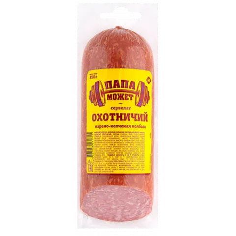Колбаса Сервелат Охотничий Папа Может в/к в/у срез 350 г