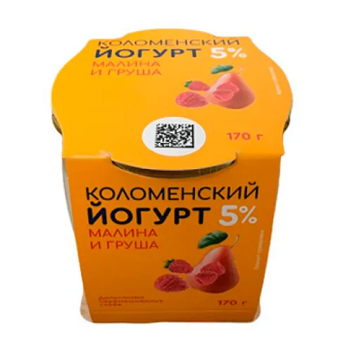 БЗМЖ Йогурт малина-груша ст.б. Коломенский 5% 170г.