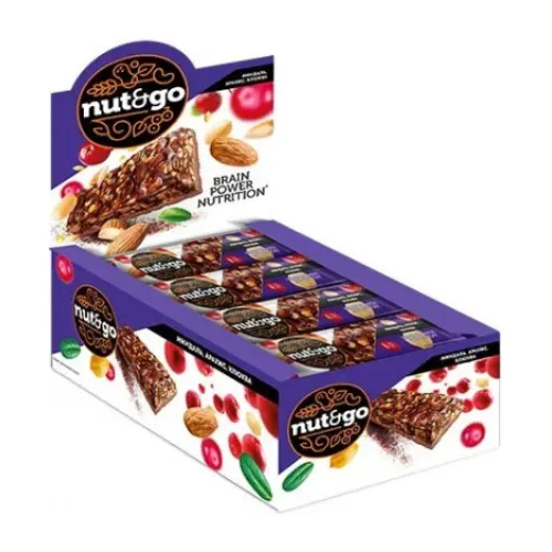 Батончик ореховый Nut&amp;Go миндальный с клюквой 30г